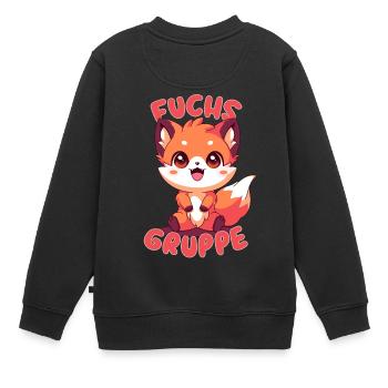 Süßes Fuchsgruppe Kindergarten Gruppentier - Kinder Premium Organic Sweatshirt - Schwarz - Hinten - AI Model Kid Female (0cm)