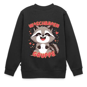 Süßes Waschbärengruppe Kindergarten Gruppentier - Kinder Premium Organic Sweatshirt - Schwarz - Hinten - AI Model Kid Female (0cm)