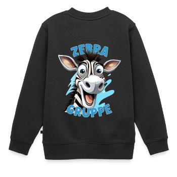 Cartoon Zebragruppe Kindergarten Gruppentier Zebra - Kinder Premium Organic Sweatshirt - Schwarz - Hinten - AI Model Kid Female (0cm)