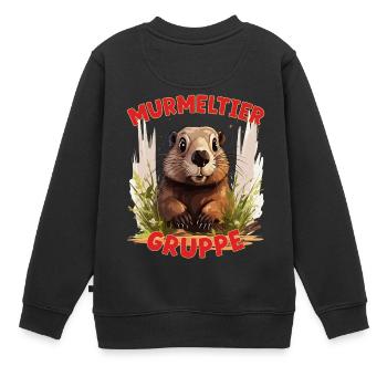 Comic Murmeltiergruppe Kindergarten Gruppentier - Kinder Premium Organic Sweatshirt - Schwarz - Hinten - AI Model Kid Female (0cm)