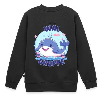 Süßes Walgruppe Kindergarten Gruppentier Wal - Kinder Premium Organic Sweatshirt - Schwarz - Hinten - AI Model Kid Female (0cm)