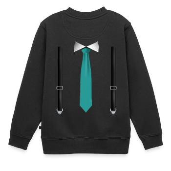 Drôle de cravate verte avec bretelles noires Parfait - Sweat Premium enfant bio - noir - Dos - AI Model Kid Female (0cm)