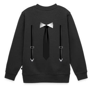 Drôle de cravate avec bretelles noires Mariage parfait - Sweat Premium enfant bio - noir - Dos - AI Model Kid Female (0cm)