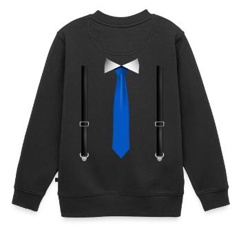 Drôle de cravate bleue avec bretelles noires Perfect - Sweat Premium enfant bio - noir - Dos - AI Model Kid Female (0cm)
