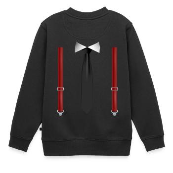 Drôle de cravate noire avec bretelles rouges Perfect - Sweat Premium enfant bio - noir - Dos - AI Model Kid Female (0cm)