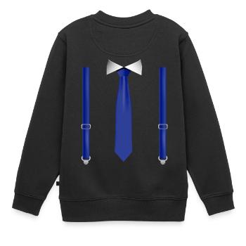Drôle de cravate bleue avec bretelles Mariage parfait - Sweat Premium enfant bio - noir - Dos - AI Model Kid Female (0cm)