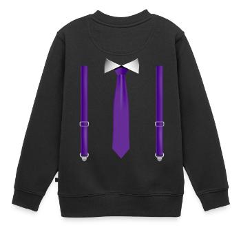 Drôle de cravate violette avec bretelles noires Perfect - Sweat Premium enfant bio - noir - Dos - AI Model Kid Female (0cm)