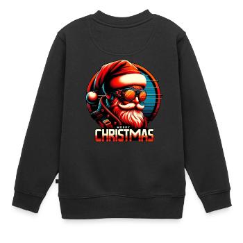 Moderner Weihnachtsmann Cyber Punk Design Lustiges Geschenk - Kinder Premium Organic Sweatshirt - Schwarz - Hinten - AI Model Kid Female (0cm)