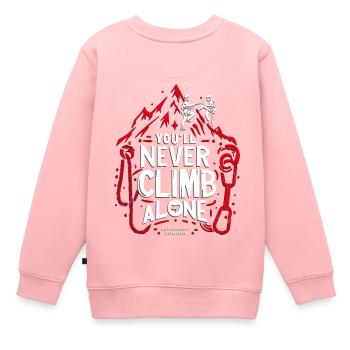 Du wirst niemals allein klettern - Kinder Premium Organic Sweatshirt - Rosa - Hinten - AI Model Kid Female (0cm)