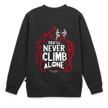 Du wirst niemals allein klettern - Kinder Premium Organic Sweatshirt - Schwarz - Hinten - AI Model Kid Female (0cm)