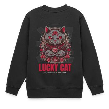 Lucky Cat Maneki Neko Red - Kids Premium Organic Sweatshirt - black - Back - AI Model Kid Female (0cm)