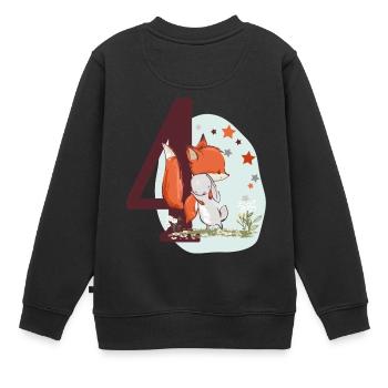 Geburtstag Zahl 4 Fuchs und Hase Geburtstagsshirt - Kinder Premium Organic Sweatshirt - Schwarz - Hinten - AI Model Kid Female (0cm)