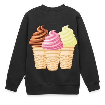 Softeis Vanille Schokolade Erdbeere - Kinder Premium Organic Sweatshirt - Schwarz - Hinten - AI Model Kid Female (0cm)