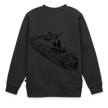 Lokomotive - Kinder Premium Organic Sweatshirt - Schwarz - Hinten - AI Model Kid Female (0cm)