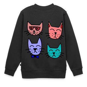 Bunte Katzen - Kinder Premium Organic Sweatshirt - Schwarz - Hinten - AI Model Kid Female (0cm)