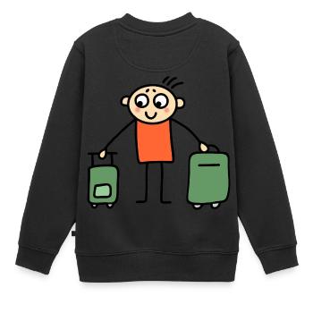 L'homme avec des valises sur un voyage - Sweat Premium enfant bio - noir - Dos - AI Model Kid Female (0cm)