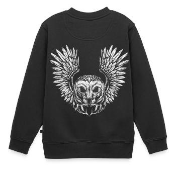 Eule Uhu Geschenk Vogel Raubvogel Spiritual Indian - Kinder Premium Organic Sweatshirt - Schwarz - Hinten - AI Model Kid Female (0cm)