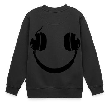 Smiley Headphone - Kinder Premium Organic Sweatshirt - Schwarz - Hinten - AI Model Kid Female (0cm)