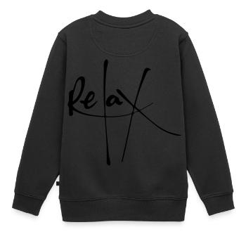 Relax - Kinder Premium Organic Sweatshirt - Schwarz - Hinten - AI Model Kid Female (0cm)