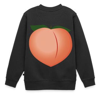 Knackiger Pfirsich - Kinder Premium Organic Sweatshirt - Schwarz - Hinten - AI Model Kid Female (0cm)