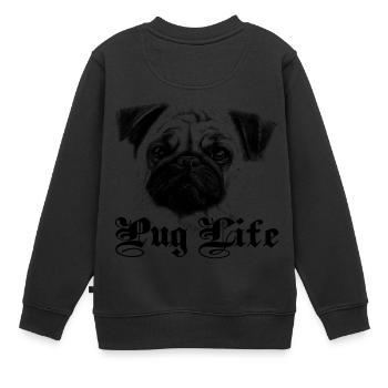 Vie de Carlin Tug life tête de carlin - Sweat Premium enfant bio - noir - Dos - AI Model Kid Female (0cm)