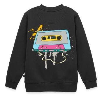 Musik Kassette Walkman Magnettonband Retro Vintage - Kinder Premium Organic Sweatshirt - Schwarz - Hinten - AI Model Kid Female (0cm)