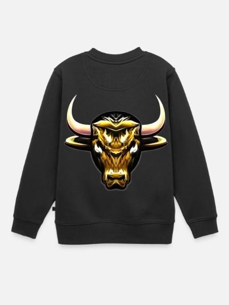 TAUREAU DORÉ STYLISÉ - Sweat Premium enfant bio - noir