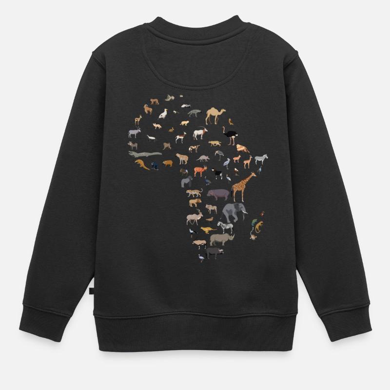 Carte de la faune africaine - Sweat Premium enfant bio - noir
