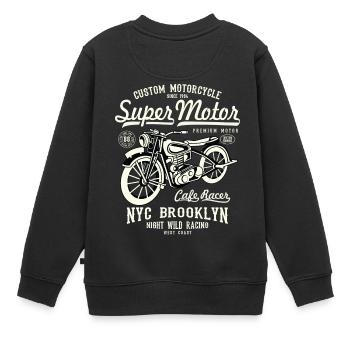 Super Motor - Motorrad - Kinder Premium Organic Sweatshirt - Schwarz - Hinten - AI Model Kid Female (0cm)