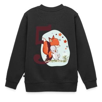Geburtstag Zahl 5 Fuchs und Hase Geburtstagsshirt - Kinder Premium Organic Sweatshirt - Schwarz - Hinten - AI Model Kid Female (0cm)