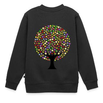 Lebensmittel Baum mit Obst - Kinder Premium Organic Sweatshirt - Schwarz - Hinten - AI Model Kid Female (0cm)