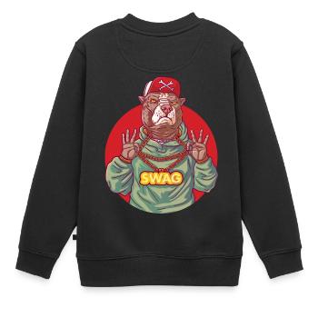 Gangster pit-bull avec swag - Sweat Premium enfant bio - noir - Dos - AI Model Kid Female (0cm)