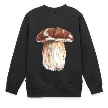 Porcini / Boletus / champignons - Sweat Premium enfant bio - noir - Dos - AI Model Kid Female (0cm)