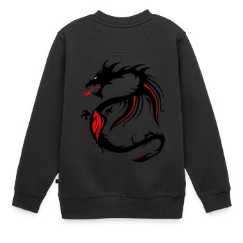 Drachen Tribal Tattoo Form 2004 Uuuuuuuuuu w - Kinder Premium Organic Sweatshirt - Schwarz - Hinten - AI Model Kid Female (0cm)