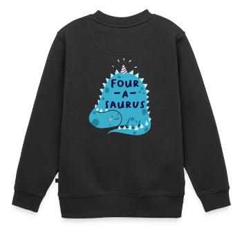 4ème anniversaire anniversaire garçon dinosaure quatre - Sweat Premium enfant bio - noir - Dos - AI Model Kid Female (0cm)