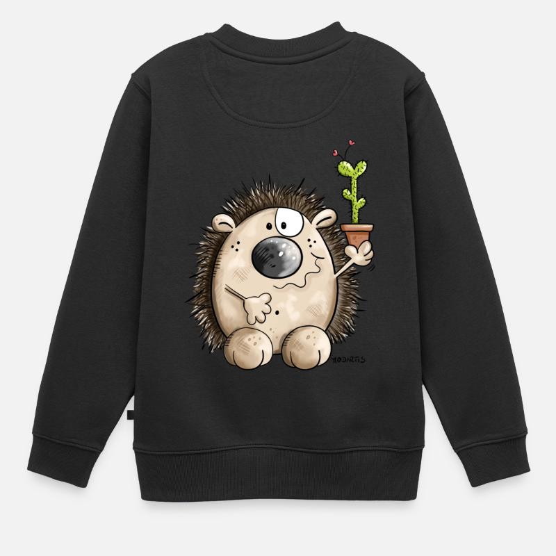 Hérisson avec une cactus - Sweat Premium enfant bio - noir
