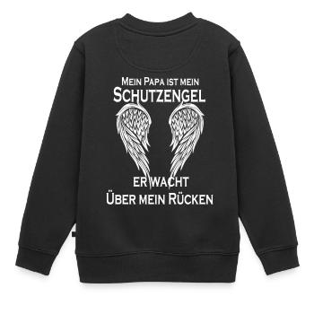 Papa ist mein Schutzengel - Kinder Premium Organic Sweatshirt - Schwarz - Hinten - AI Model Kid Female (0cm)