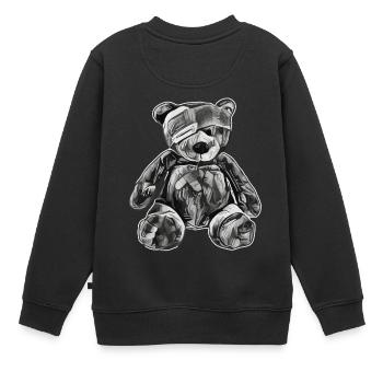 Spielzeug-Teddybär mit Augenklappe - Kinder Premium Organic Sweatshirt - Schwarz - Hinten - AI Model Kid Female (0cm)