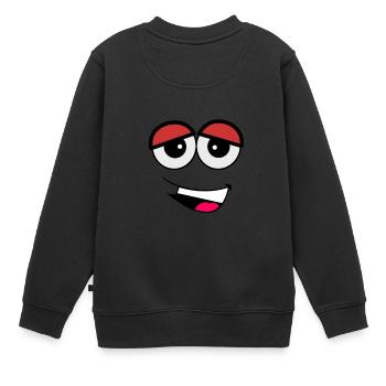 Verpeiltes Lächeln Lachendes Gesicht Große Freude - Kinder Premium Organic Sweatshirt - Schwarz - Hinten - AI Model Kid Female (0cm)