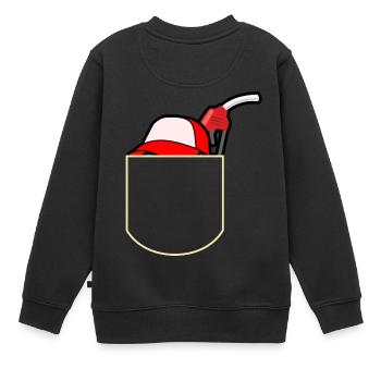 Cap Dans La poche d’essence de la station-service cadeau - Sweat Premium enfant bio - noir - Dos - AI Model Kid Female (0cm)