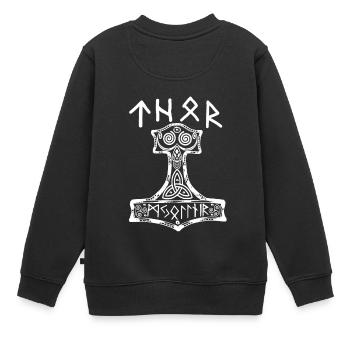 thor hammer - Sweat Premium enfant bio - noir - Dos - AI Model Kid Female (0cm)