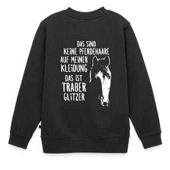 Das ist Traber Glitzer Pferdehaare Reiter - Kinder Premium Organic Sweatshirt - Schwarz - Hinten - AI Model Kid Female (0cm)