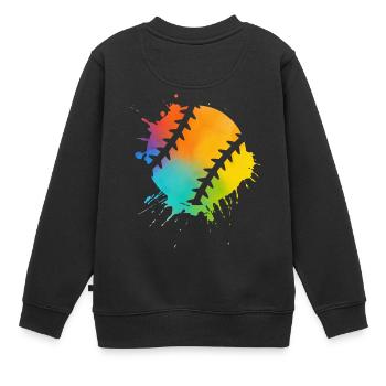 Baseball Spieler Baseballer Farbklecks - Kinder Premium Organic Sweatshirt - Schwarz - Hinten - AI Model Kid Female (0cm)