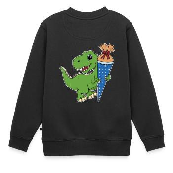Dino Zuckertüte - Kinder Premium Organic Sweatshirt - Schwarz - Hinten - AI Model Kid Female (0cm)