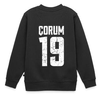Corum 19 Turquie Turkiye TR Cadeau Vacances Turk - Sweat Premium enfant bio - noir - Dos - AI Model Kid Female (0cm)