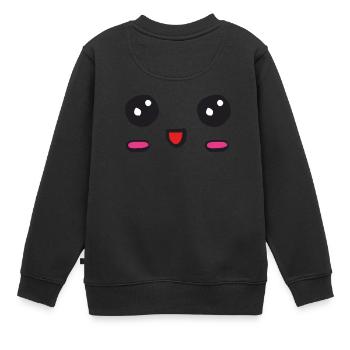 kawaii face with an open smile - Kids Premium Organic Sweatshirt - black - Back - AI Model Kid Female (0cm)