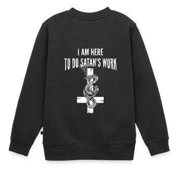Croix inversée avec serpent - Sweat Premium enfant bio - noir - Dos - AI Model Kid Female (0cm)