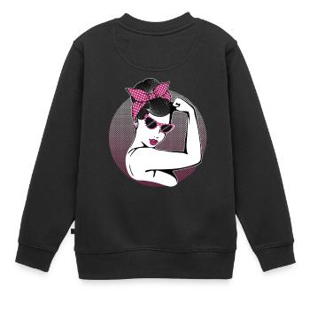 Retro Rockabilly Girl - Kinder Premium Organic Sweatshirt - Schwarz - Hinten - AI Model Kid Female (0cm)