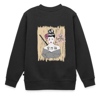 Japanese Demons Geisha Vintage - Kids Premium Organic Sweatshirt - black - Back - AI Model Kid Female (0cm)