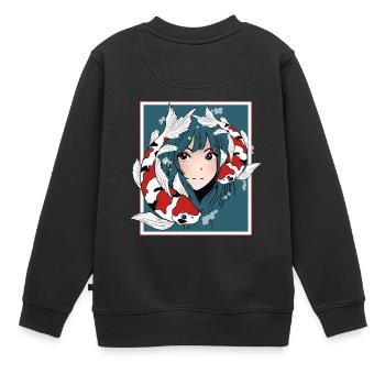 Anime Fille Otaku Koi - Sweat Premium enfant bio - noir - Dos - AI Model Kid Female (0cm)